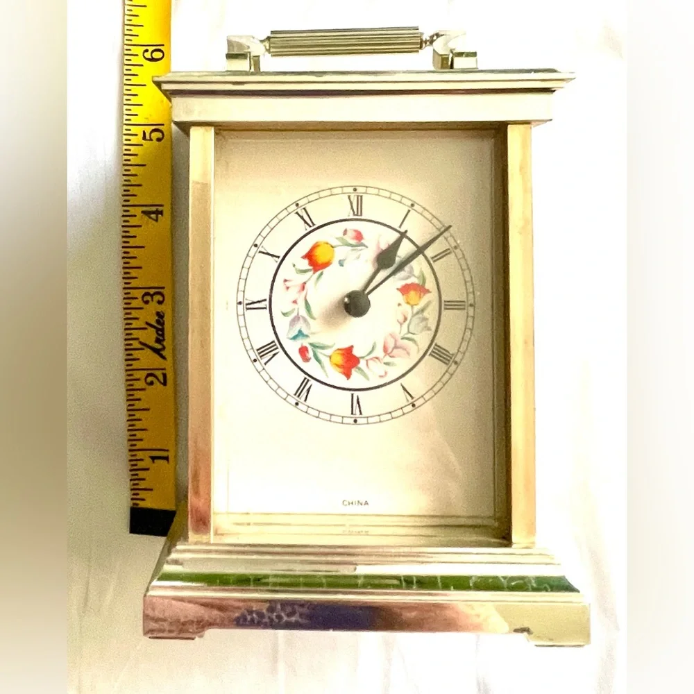 Gold Floral Table Top Clock Decorative